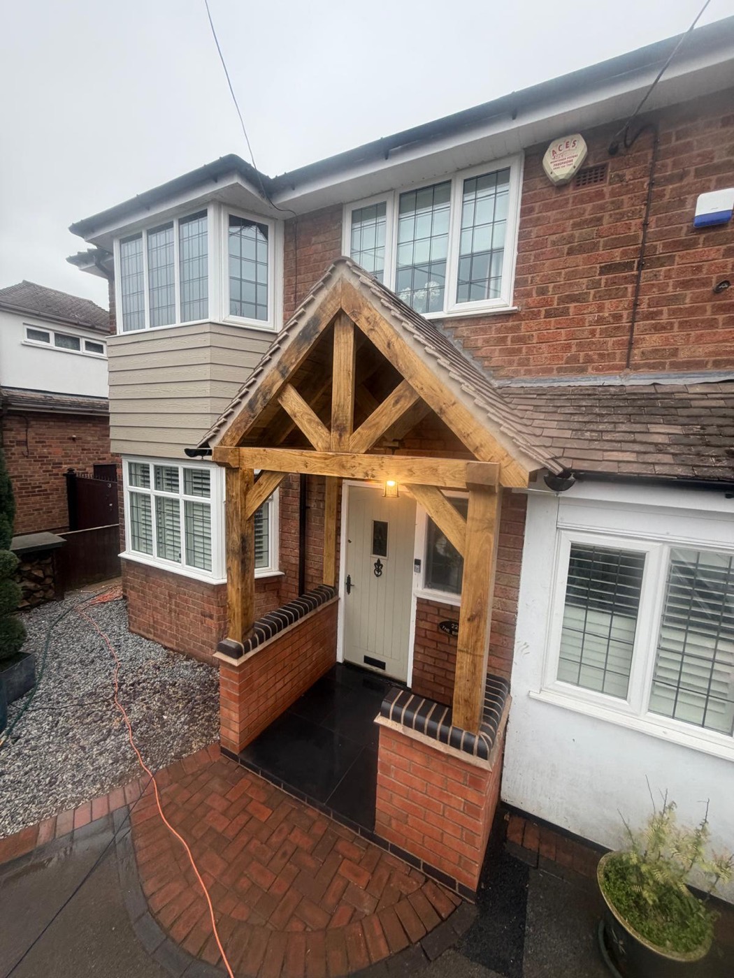 Oak Porch, Garden Wall & Gates in Coleshill